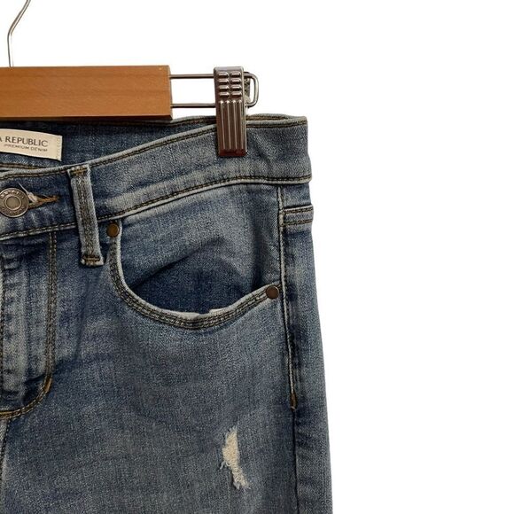 Banana Republic Flare Amsterdam Distressed Mid Rise Jeans Size 27P - Picture 2 of 9